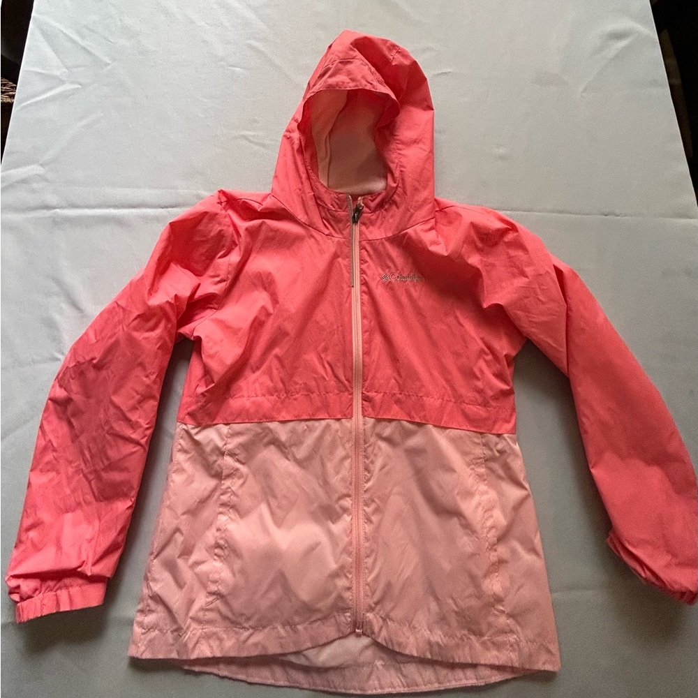 Gently used Columbia windbreaker with fleece lining, girls size large (14).